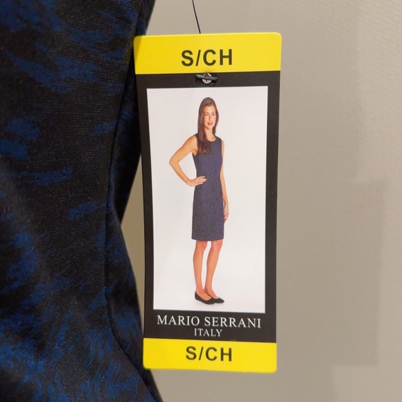 Mario Serrani Women's Blue Black Printed Unlined Comfort Knit Shift Dress Size S - Picture 8 of 10